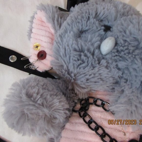 ELEPHANT PLUSH STUFFIE BACKPACK PURSE HAND SEWN PUNK GOTH ZIPPER BACK main image 8
